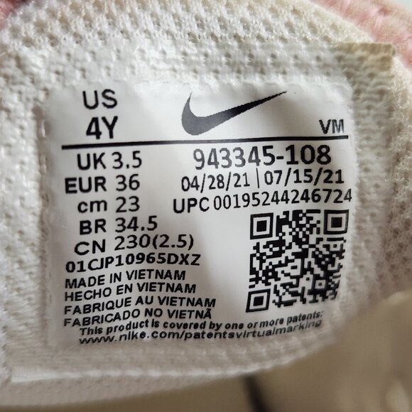 Nike Air Max 270 GS Youth Sz 4Y White Pink Athletic Running Sneakers 943345-108